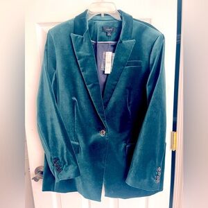 J.Crew NWT Willa Blazer in Stretch Velvet, Forest Green